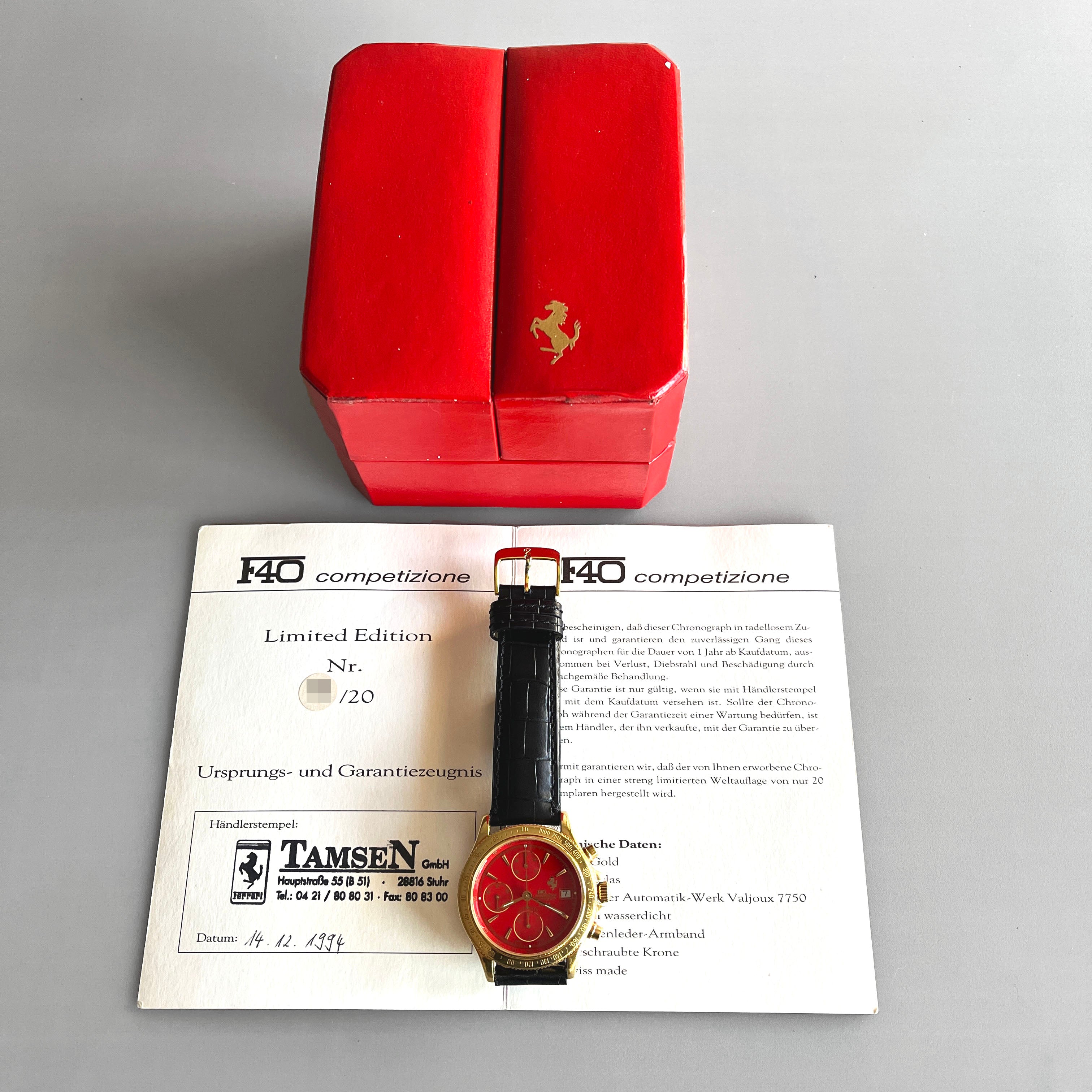 Ferrari F40 Competizione Chronograph, Limited Edition, Yellow Gold