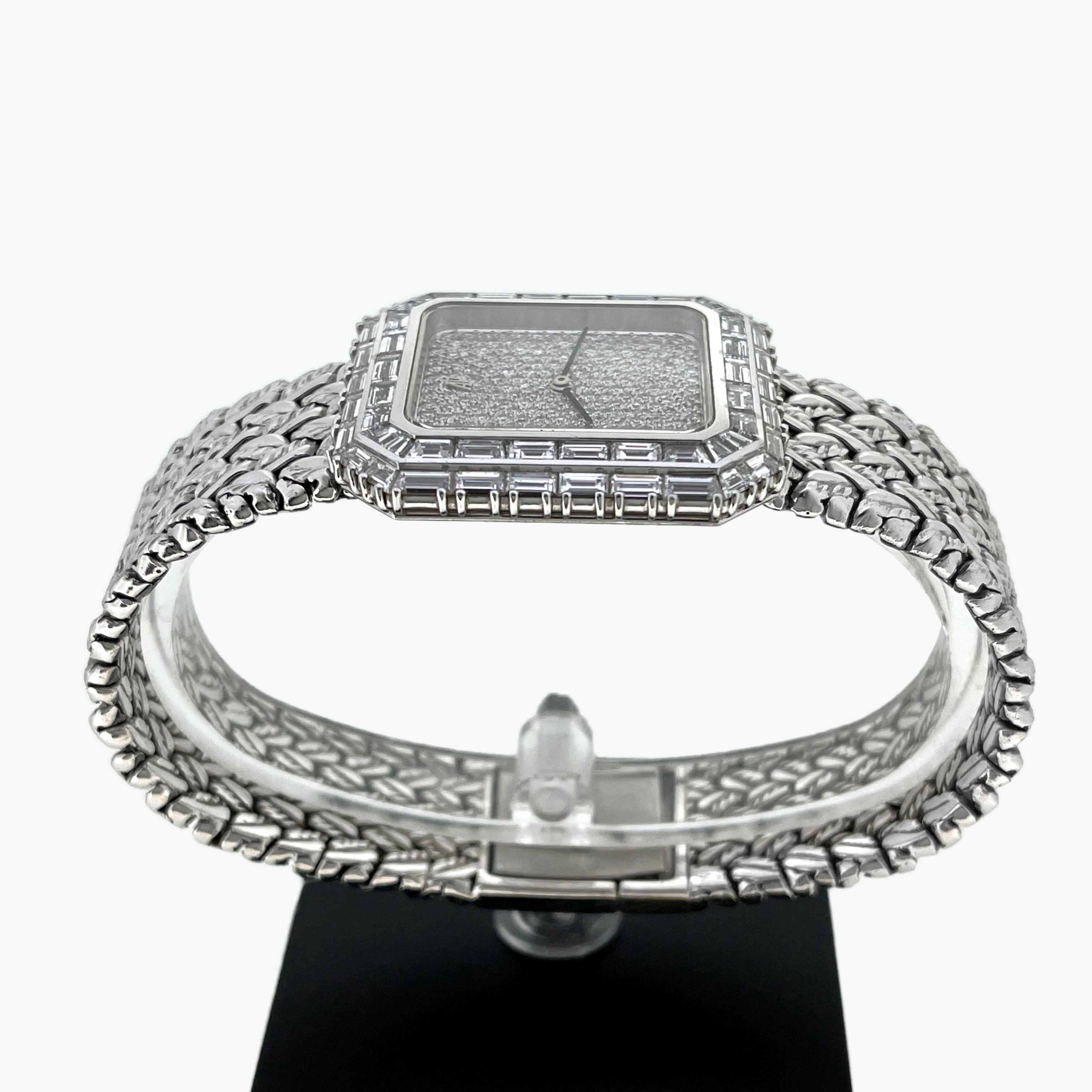 Audemars Piguet Baguette Diamond Watch with Pavé Diamond Dial, White Gold
